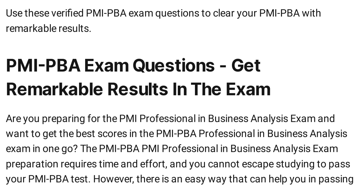 PMI-PBA Valid Exam Notes