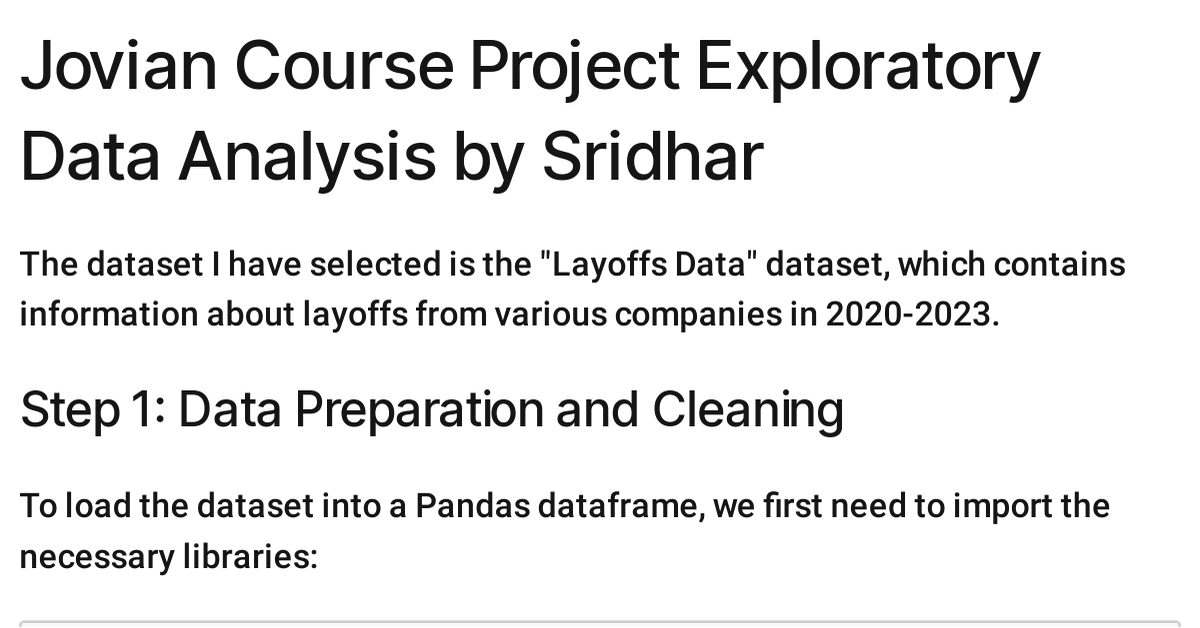 Jovian Course Project Exploratory Data Analysis By Sridhar