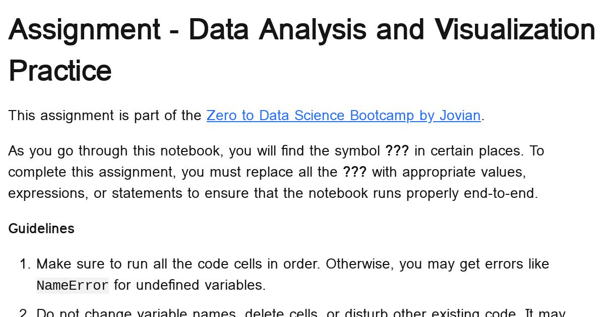 assignment 3 data analysis and visualization