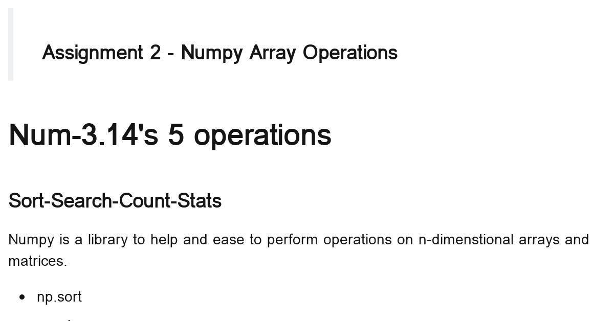 assignment 2 numpy array operations