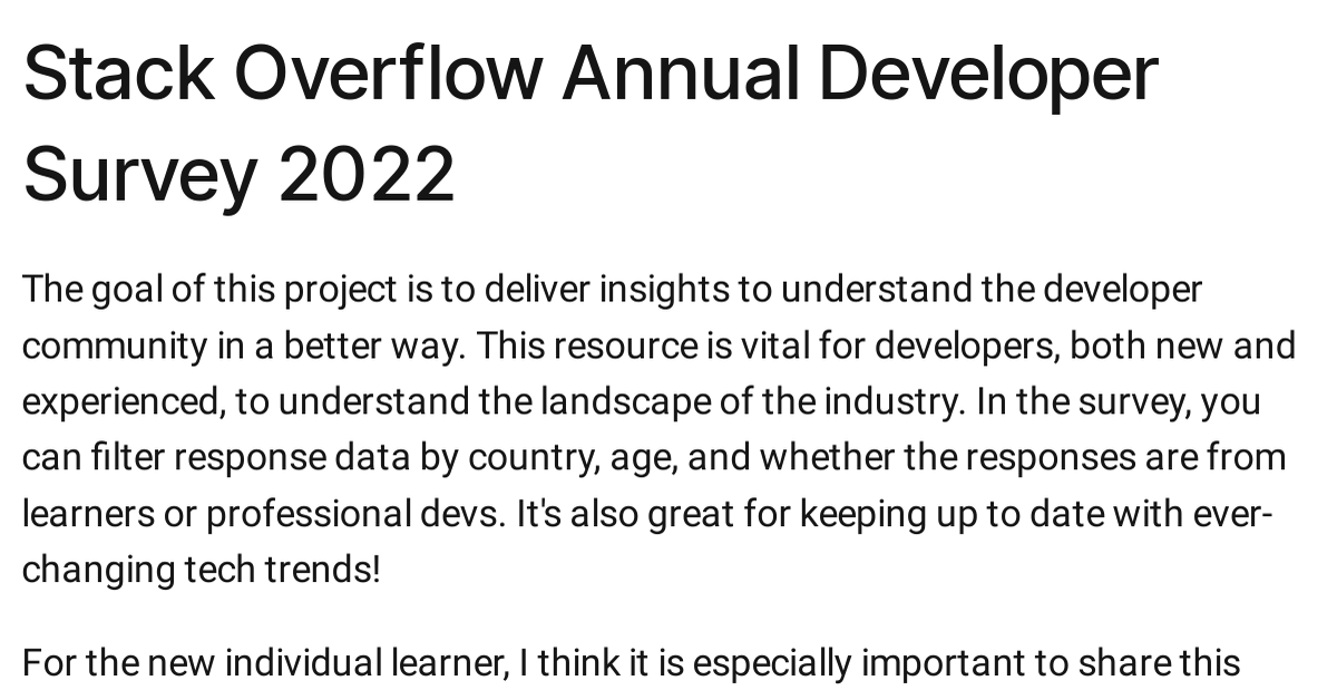 Stack Overflow Annual Developer Survey 2022 Exploratory Data Analysis