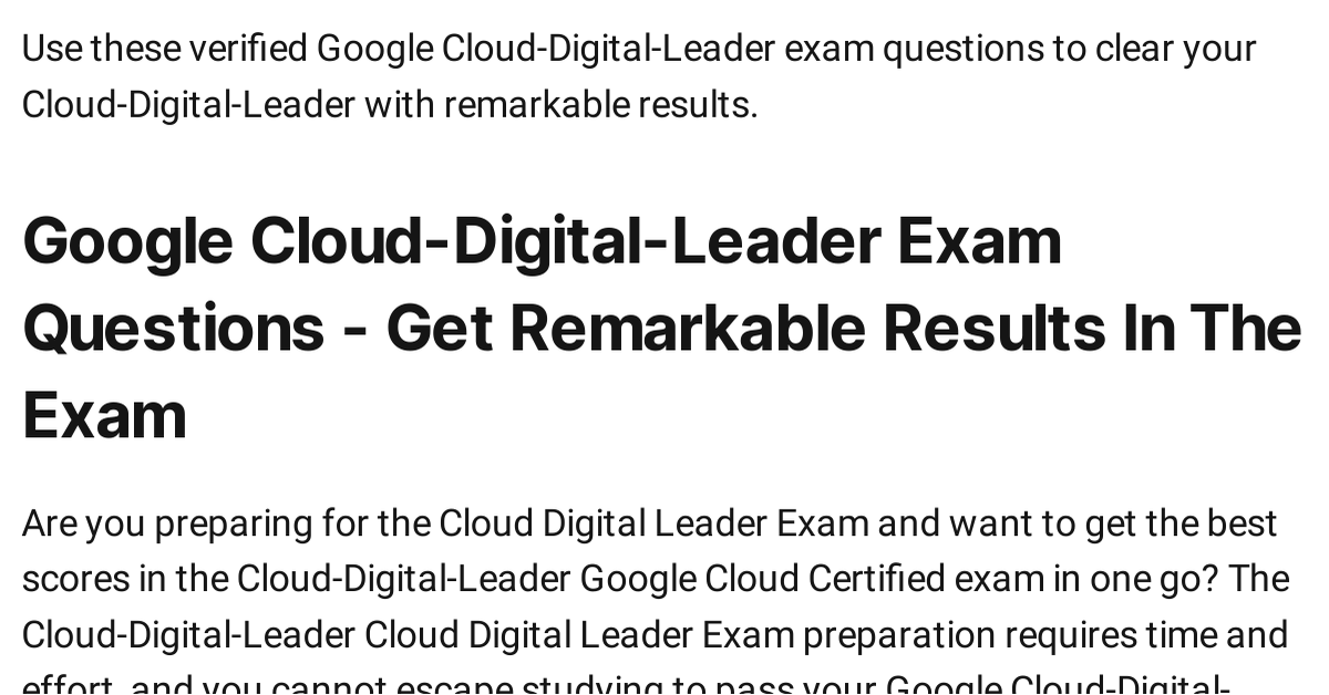 Valid Test Cloud-Digital-Leader Test