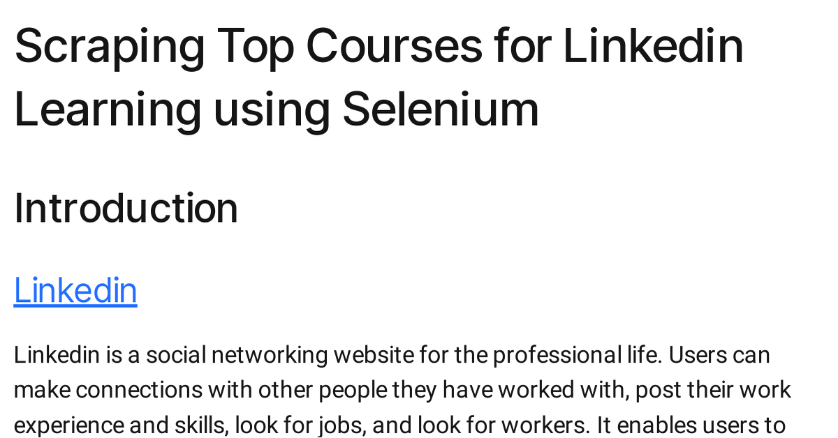 Linkedin Learning Web Scraping Using Selenium