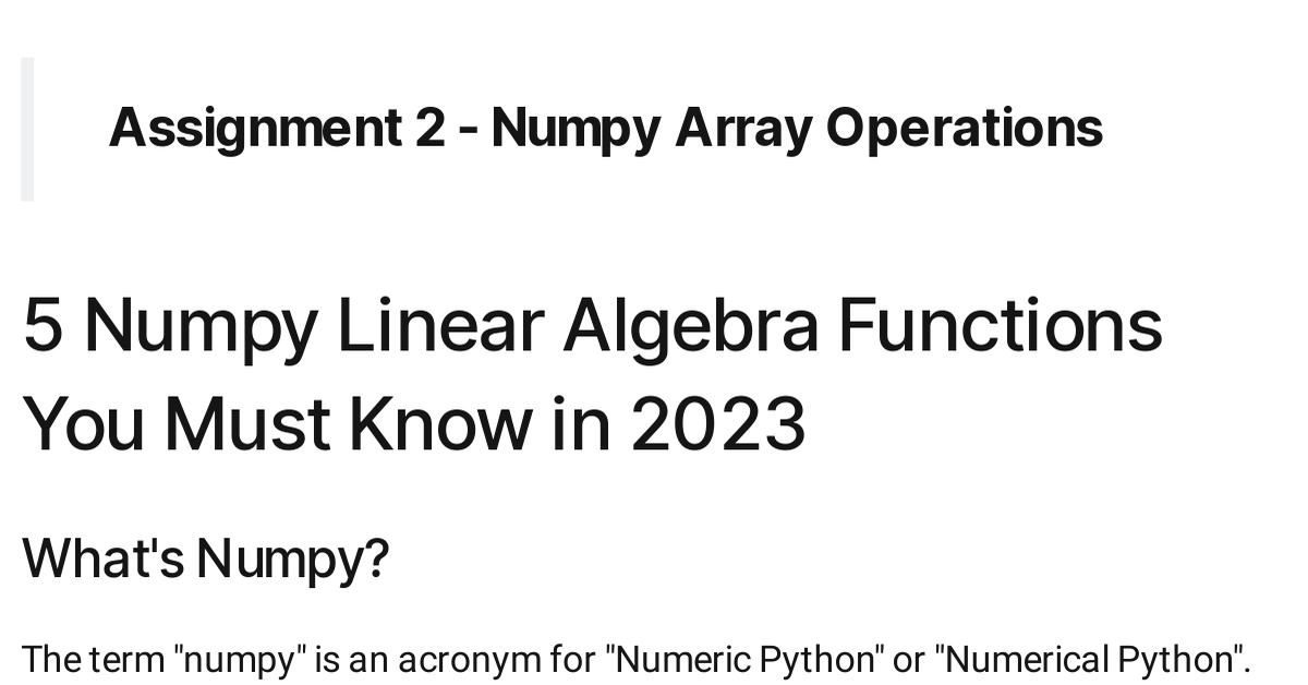 assignment 2 numpy array operations