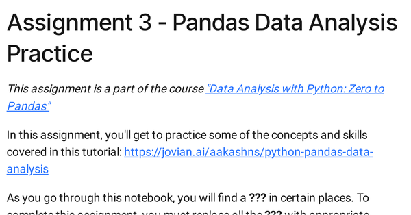 assignment 3 more pandas answers