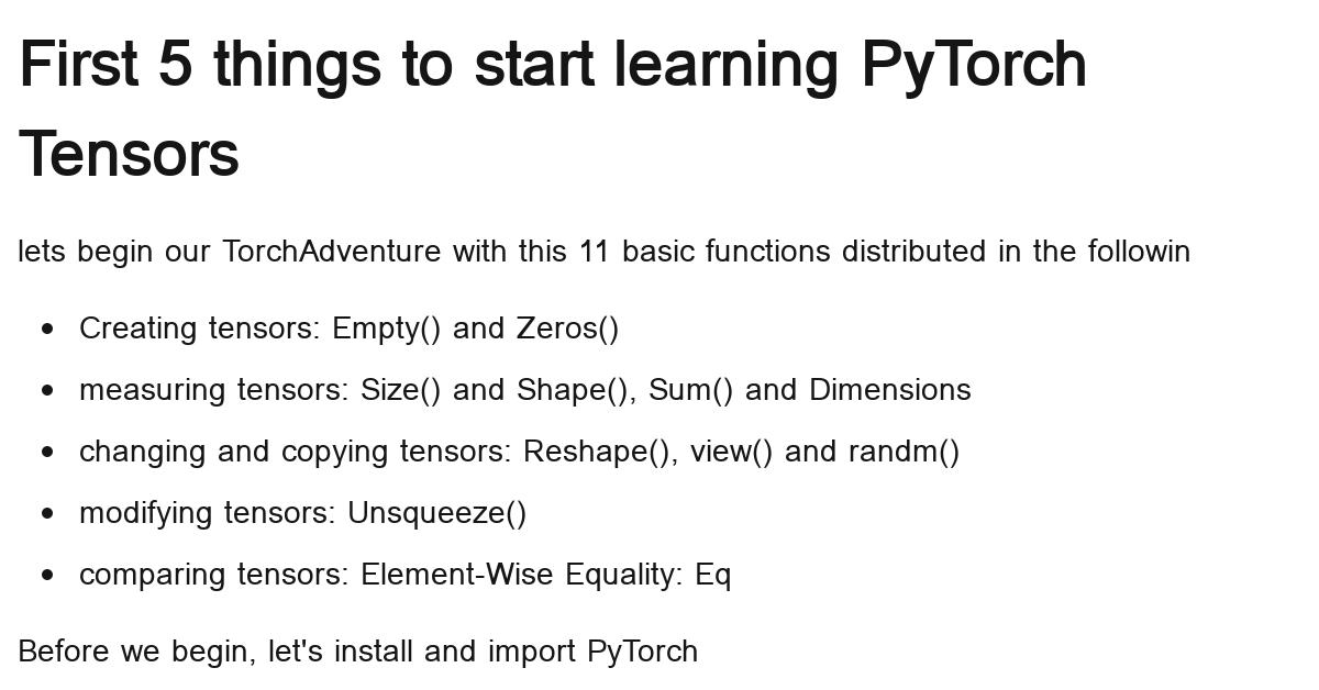 First 5 Things To Start Learning Pytorch Tensors D5d38 - Notebook By ...