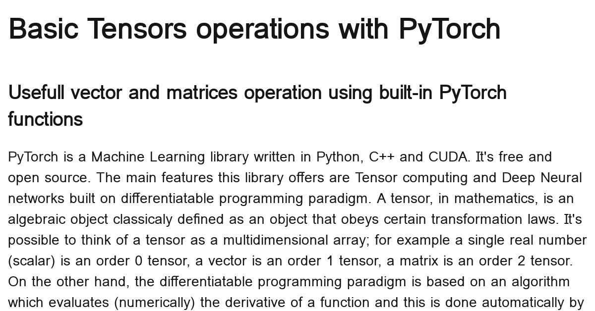 Basic Tensor Operations In Pytorch - Notebook By Paula Romero Jure ...