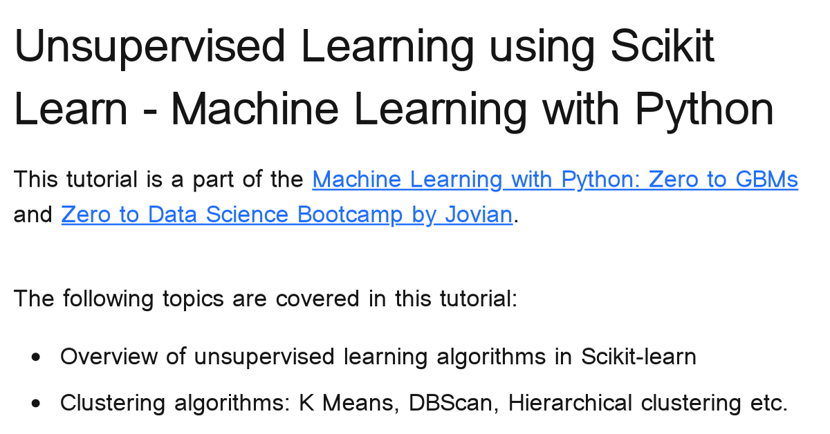 Scikit sales learn unsupervised