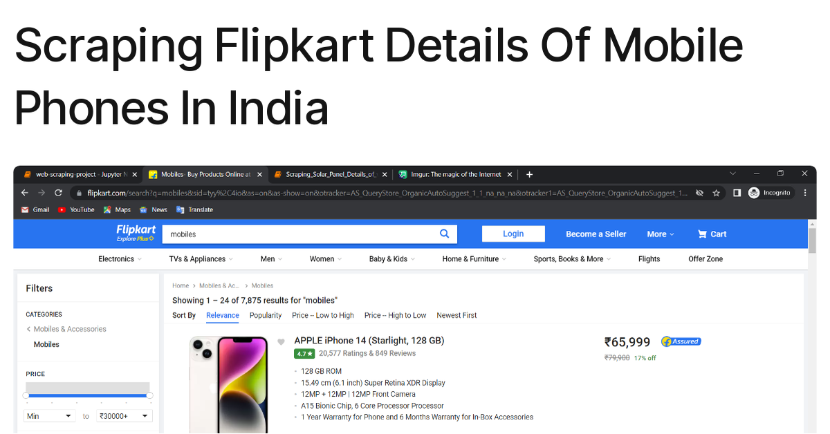 Scraping Flipkart Details Of Mobile Phones In India Ff72b - Notebook by  Prajwal Karmarkar.G. (prajwalkarmarkar)